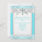 ファーストホーリーコミュニオンファーストガールズクロスティール（緑がかった色）2 招待状 (裏面)