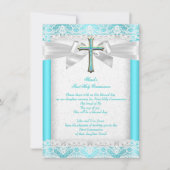 ファーストホーリーコミュニオンファーストガールズクロスティール（緑がかった色）2 招待状 (正面)