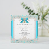 ファーストホーリーコミュニオンファーストガールズクロスティール（緑がかった色）3 招待状 (スタンド正面)