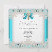 ファーストホーリーコミュニオンファーストガールズクロスティール（緑がかった色）3 招待状 (裏面)