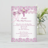 ファーストホーリーコミュニオンファーストガールズピンクパールレース 招待状 (スタンド正面)