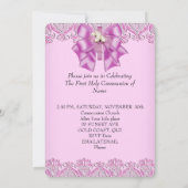 ファーストホーリーコミュニオンファーストクロガールズレースピンク 招待状 (裏面)