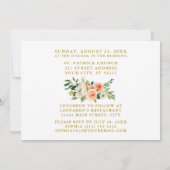 ファーストホーリーコミュニオンフォトピーチフローラ金ゴールド 招待状 (裏面)