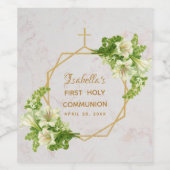 ファーストホーリーコミュニオンフローラリリー金ゴールド大理石 ワインラベル (シングルラベル)