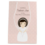 ファーストホーリーコミュニオンブルネットガール ミディアムペーパーバッグ (裏面)