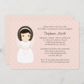 ファーストホーリーコミュニオンブルネットガール 招待状 (正面/裏面)