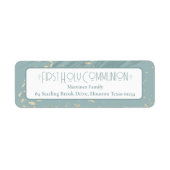 ファーストホーリーコミュニオンブルー金ゴールド差出人住所 ラベル (正面)