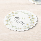 ファーストホーリーコミュニオンホワイトデイジーカスタムフローラ ペーパーコースター (アングル)