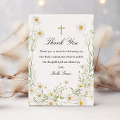 ファーストホーリーコミュニオンホワイトデイジーフローラクロス サンキューカード