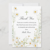 ファーストホーリーコミュニオンホワイトデイジーフローラクロス サンキューカード (正面)
