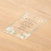 ファーストホーリーコミュニオンホワイトデイジーフローラ アクリル招待状 (レイダウン)