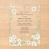 ファーストホーリーコミュニオンホワイトデイジーフローラ アクリル招待状 (正面)