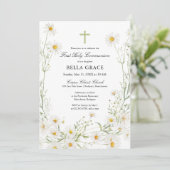 ファーストホーリーコミュニオンホワイトデイジーフローラ 招待状 (スタンド正面)