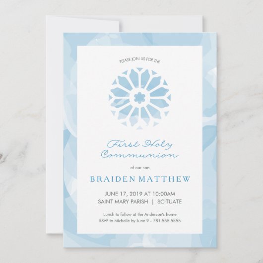 ファーストホーリーコミュニオン招待状ボーイズ招待状 招待状 (正面)