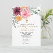 ファーストホーリーコミュニオン秋ピンクブルゴーニュフローラ 招待状 (スタンド正面)