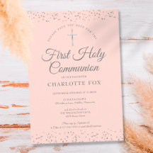 ファーストホーリーコミュニオン赤面ピンクシルバースターダスト