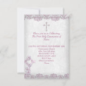 ファーストホーリーコミュニオン1stクロガールズダマスクピンク 招待状 (裏面)