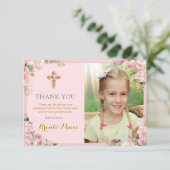 ファーストホーリーコミュニオン《キリスト教》洗礼式や命名式ガールズ宗教的 サンキューカード (スタンド正面)