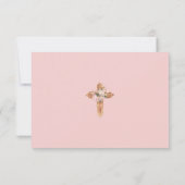 ファーストホーリーコミュニオン《キリスト教》洗礼式や命名式ガールズ宗教的 サンキューカード (裏面)