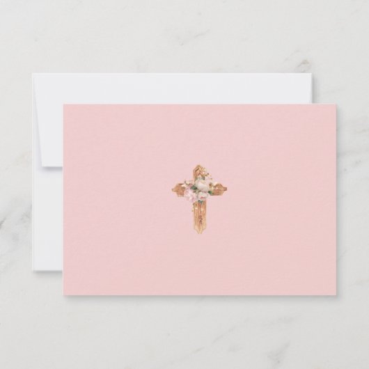 ファーストホーリーコミュニオン《キリスト教》洗礼式や命名式ガールズ宗教的 サンキューカード (裏面)