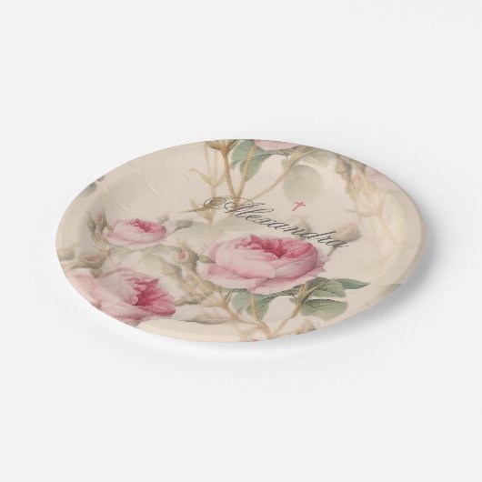 ファーストホーリーコミュニョカスタムンシルバーカラーバラ ペーパープレート (アングル)