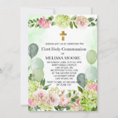 ファーストホーリーコミューニオングリーンアジサイフローラ 招待状 (正面)