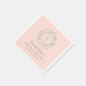 ファーストホーリーコミューニオングリーン赤面ピンクシルバー スタンダードカクテルナプキン (角)