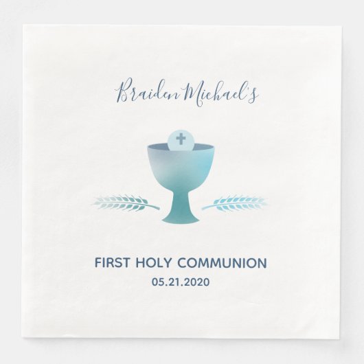 ファーストホーリーコミューニオンパーティー – ディナーナプキンカスタム, (正面)