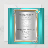 ファーストホーリーコミューニオンファーストガールボーイクロスティール（緑がかった色）ブルー 招待状 (裏面)