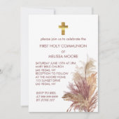 ファーストホーリーコミューニオンフォトピンクパンパスエレガンス 招待状 (正面)