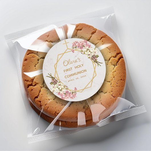 ファーストホーリーコミューニオンフローラ金ゴールドオーキズマーブル ラウンドシール