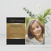 ファーストホーリーコミューニオンブラック金ゴールド写真招待状 招待状 (スタンド正面)