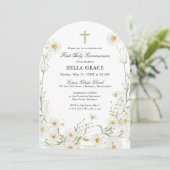 ファーストホーリーコミューニオンホワイトデイジーフローラアーチ 招待状 (スタンド正面)