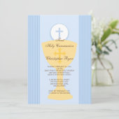 ファーストホーリーコミューニオン招待状チャリスボーイブルー 招待状 (スタンド正面)