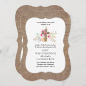 ファーストホーリーコミューニオン招待状水カラーフローラ 招待状 (正面/裏面)