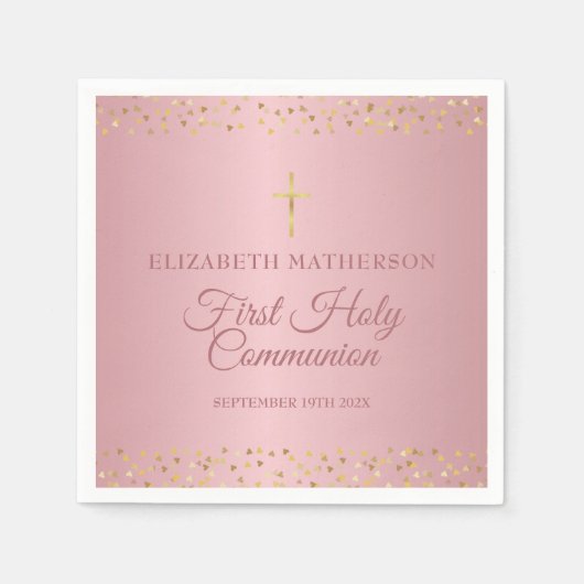 ファーストホーリーコミューンバラ金ゴールドハート スタンダードカクテルナプキン (正面)