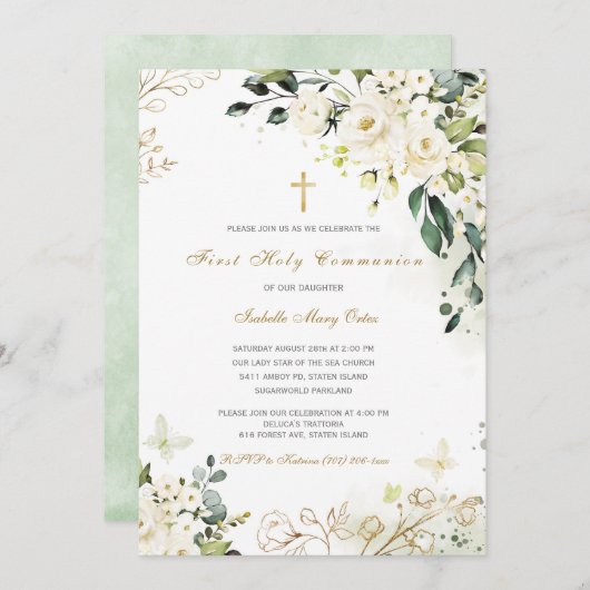 ファーストホーリーコミューン招待状ガール 招待状 (正面/裏面)