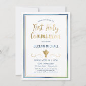 ファーストホーリー招待状エレガント-,シンプル金ゴールド 招待状 (正面)
