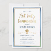 ファーストホーリー招待状エレガント-,シンプル青 招待状 (正面)