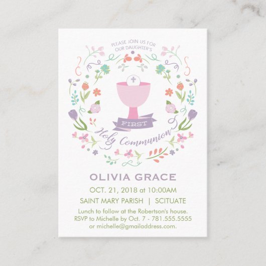 ファーストホーリー招待状、祈りの言葉カード 名刺 (正面)