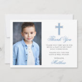 ファーストホーリー聖体拝領フォトライトブルー サンキューカード (正面)