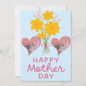 ファーストマザーズデーフォトハートニューマムピンクブラウン  サンキューカード (正面)