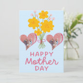 ファーストマザーズデーフォトハートニューマムピンクブラウン  サンキューカード (スタンド正面)