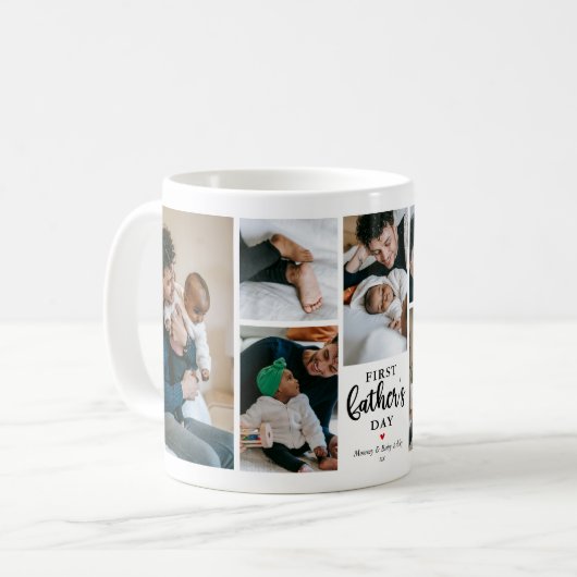 ファーストミニマルファーザーの日フォトコラージュ記念 コーヒーマグカップ (正面左)