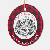 ファーストメリークリスマスニューホームバッファロープレイドレッド セラミックオーナメント (左)