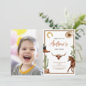 ファーストモダンロデオ南部カウボーイフォト誕生日 招待状 (スタンド正面)