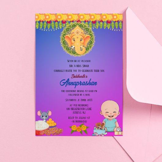 ファーストライスアナンパラシャンインディアン招待状 招待状