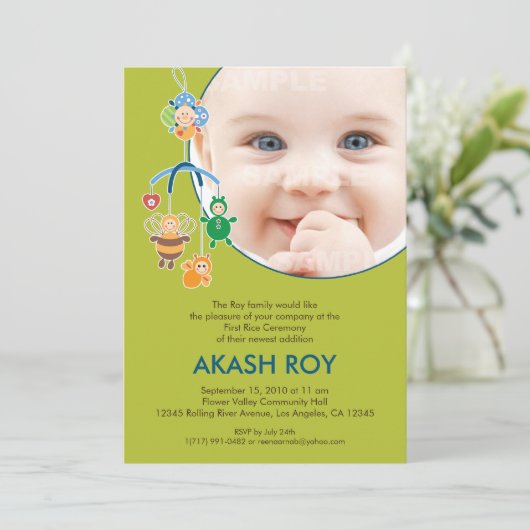 ファーストライセレモニーベビーモバイル招待状 招待状 (スタンド正面)