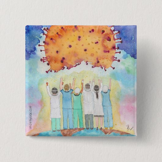 ファーストライナーズコビッド-19ピンへの感謝 缶バッジ (正面)