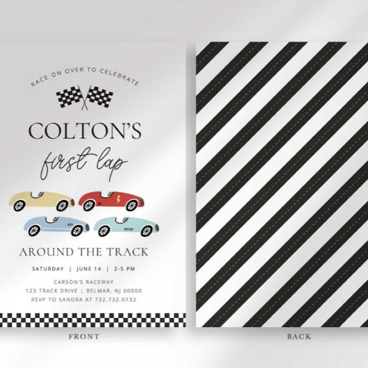 ファーストラップのまわりにザトラック誕生日招待状 招待状